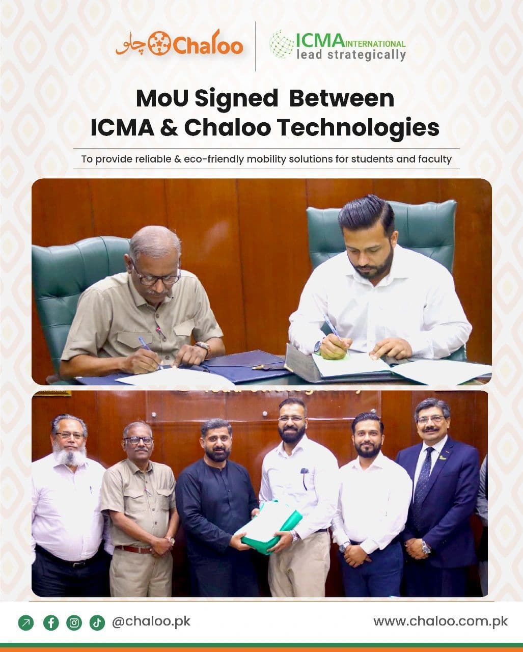Chaloo Technologies & ICMA Pakistan Partner for Sustainable Campus Mobility